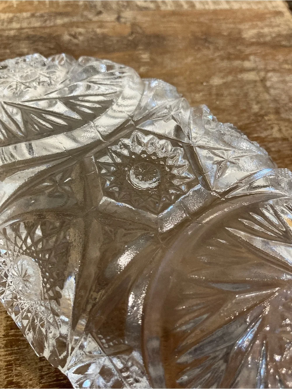 Imperial Glass Clear Whirling Star Pickle Relish Oval Sawtooth Pressed Glass